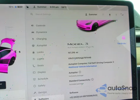 2020 Tesla Model 3 Standard Range Plus Rear-Wheel Drive/Standard Range Rear-Wheel Drive from USA, damaged, VIN 5YJ3E1EA2LF611448